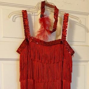 Red Fringe Flapper Costume Women’s Medium (8-10)
